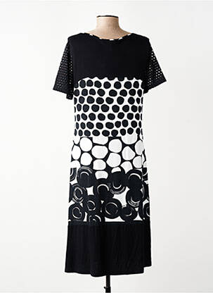 Robe mi-longue manches courtes manches courtes noir SAINT CHARLES femme