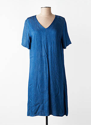Robe mi-longue manches courtes manches courtes bleu GEVANA femme
