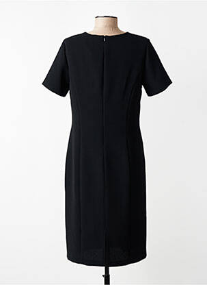Robe mi-longue tissage crêpe manches courtes noir GEVANA femme