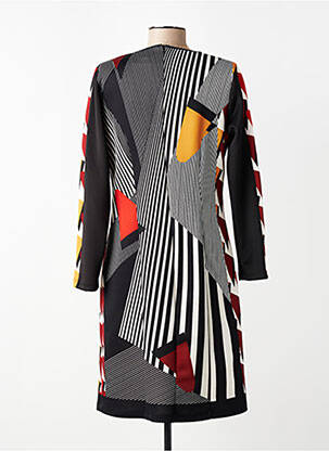 Robe mi-longue imprimé fantaisie manches longues noir GUY DUBOUIS femme