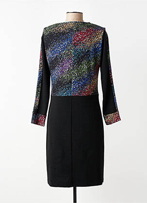 Robe mi-longue imprimé fantaisie manches longues noir GUY DUBOUIS femme