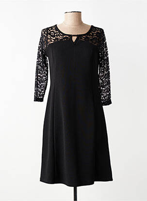 Robe mi-longue manches 3/4 manches 3/4 noir GUY DUBOUIS femme