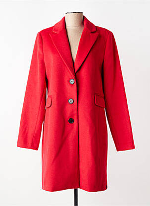Manteau long coupe cintrée sans capuche rouge REVER MILE femme