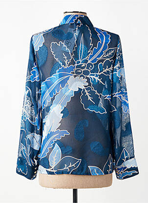 Chemisier tissage crêpe manches longues bleu GREGORY PAT femme