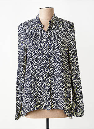 Chemisier imprimé fantaisie manches longues bleu ANDAM femme
