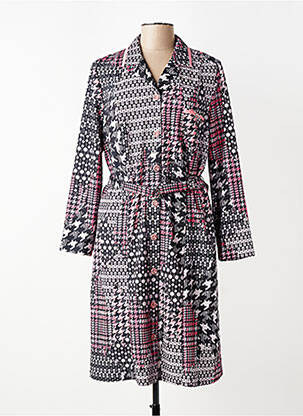 Robe mi-longue imprimé fantaisie manches longues noir GUY DUBOUIS femme