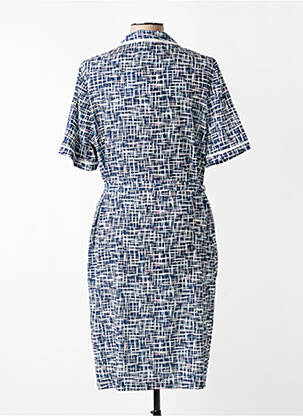 Robe mi-longue imprimé fantaisie manches courtes bleu GUY DUBOUIS femme