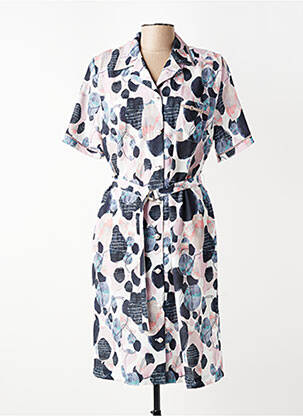 Robe mi-longue imprimé fantaisie manches courtes rose GUY DUBOUIS femme