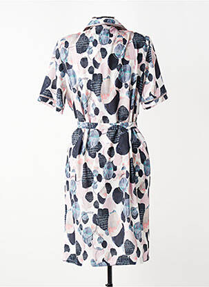 Robe mi-longue imprimé fantaisie manches courtes rose GUY DUBOUIS femme