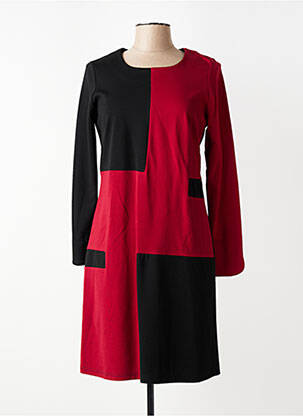 Robe mi-longue manches longues manches longues rouge GUY DUBOUIS femme