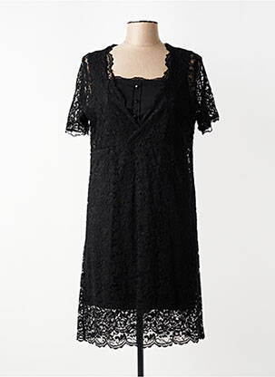 Robe mi-longue manches courtes manches courtes noir PAUSE CAFE femme