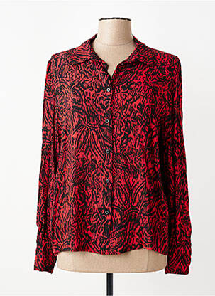 Chemisier imprimé fantaisie manches longues rouge ANDAM femme