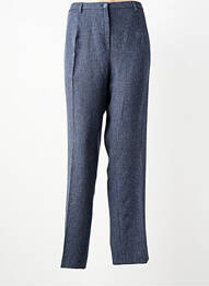 Pantalon droit fermeture zippée sous rabat boutonné taille normale bleu GUY DUBOUIS femme