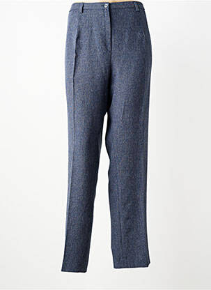 Pantalon droit fermeture zippée sous rabat boutonné taille normale bleu GUY DUBOUIS femme