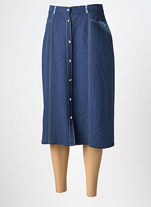 Jupe mi-longue taille normale bleu GUY DUBOUIS femme