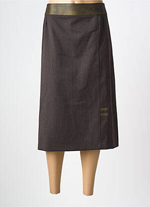 Jupe mi-longue coupe droite marron GEVANA femme