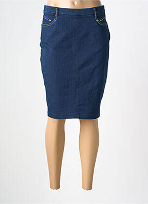 Jupe mi-longue stretch bleu CHRISTINE LAURE femme