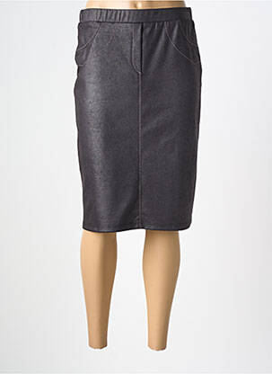 Jupe mi-longue stretch marron GUY DUBOUIS femme