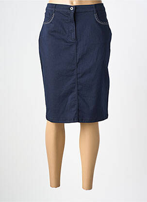 Jupe mi-longue stretch bleu CHRISTINE LAURE femme