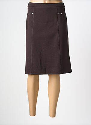 Jupe mi-longue stretch marron CHRISTINE LAURE femme