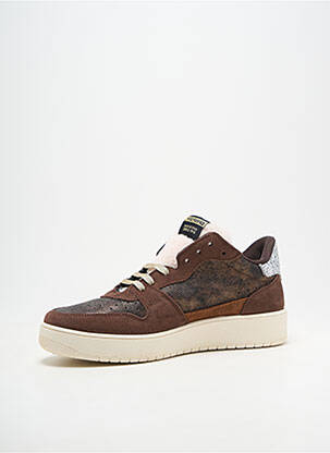 Baskets bout rond talon plat jusqu'à 3cm marron VICTORIA femme