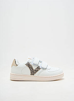 Baskets matière lisse bout rond blanc VICTORIA fille