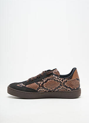 Baskets bout rond talon plat jusqu'à 3cm marron VICTORIA femme