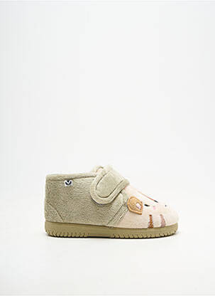 Chaussons/pantoufles fermeture scratch bout rond vert VICTORIA enfant