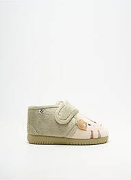Chaussons/pantoufles fermeture scratch bout rond vert VICTORIA enfant