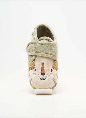 Chaussons/pantoufles fermeture scratch bout rond vert VICTORIA enfant