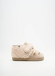 Chaussons/pantoufles fermeture scratch bout rond beige VICTORIA enfant