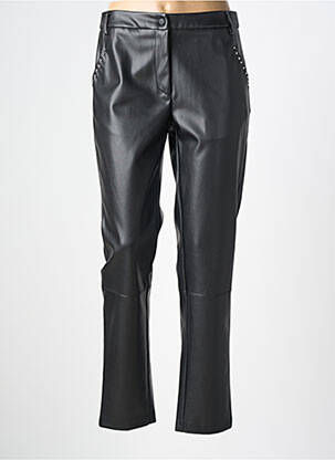 Pantalon chino fermeture zippée sous rabat boutonné taille normale noir JULIE GUERLANDE femme
