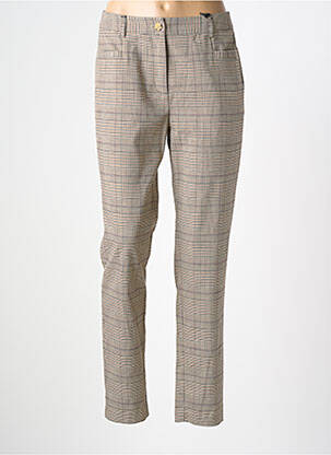 Pantalon chino fermeture zippée sous rabat avec crochet taille normale beige JULIE GUERLANDE femme