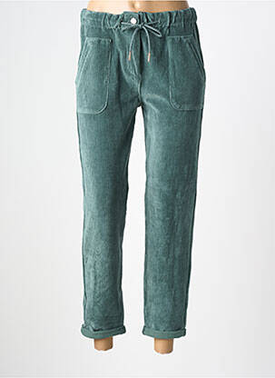 Pantalon droit stretch taille haute vert C'EST BEAU LA VIE femme