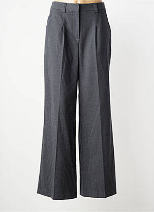 Pantalon flare fermeture zippée sous rabat avec crochet taille haute gris JULIE GUERLANDE femme