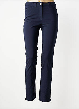 Pantalon slim tissage popeline taille normale bleu JULIE GUERLANDE femme