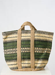 Sac type de porter main forme plage vert LE VOYAGE EN PANIER femme
