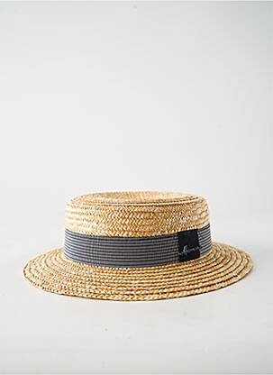 Chapeau imprimé rayures beige HERMAN homme