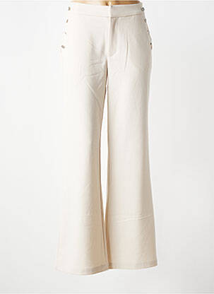 Pantalon large fermeture zippée sous rabat avec crochet taille normale beige VILA femme
