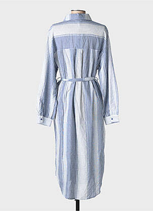 Robe mi-longue coupe fluide manches longues bleu OBJECT femme
