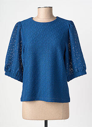 Top tissage crêpe manches 3/4 bleu OBJECT femme