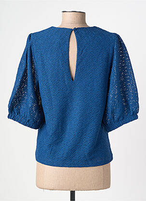 Top tissage crêpe manches 3/4 bleu OBJECT femme