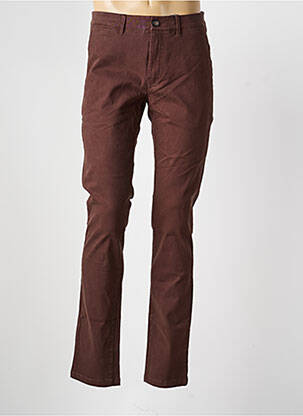 Pantalon chino tissage popeline taille normale marron CAMBRIDGE homme