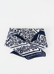 Foulard tissage popeline bleu C'EST BEAU LA VIE femme
