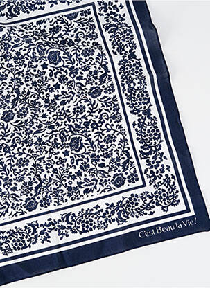 Foulard tissage popeline bleu C'EST BEAU LA VIE femme