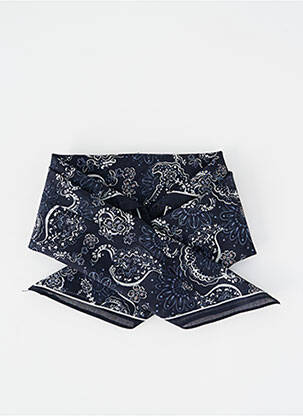 Foulard tissage popeline bleu C'EST BEAU LA VIE femme