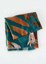 Foulard tissage popeline bleu C'EST BEAU LA VIE femme