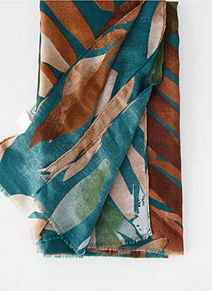 Foulard tissage popeline bleu C'EST BEAU LA VIE femme
