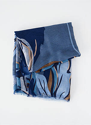 Foulard tissage popeline bleu C'EST BEAU LA VIE femme