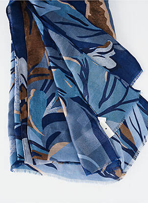 Foulard tissage popeline bleu C'EST BEAU LA VIE femme